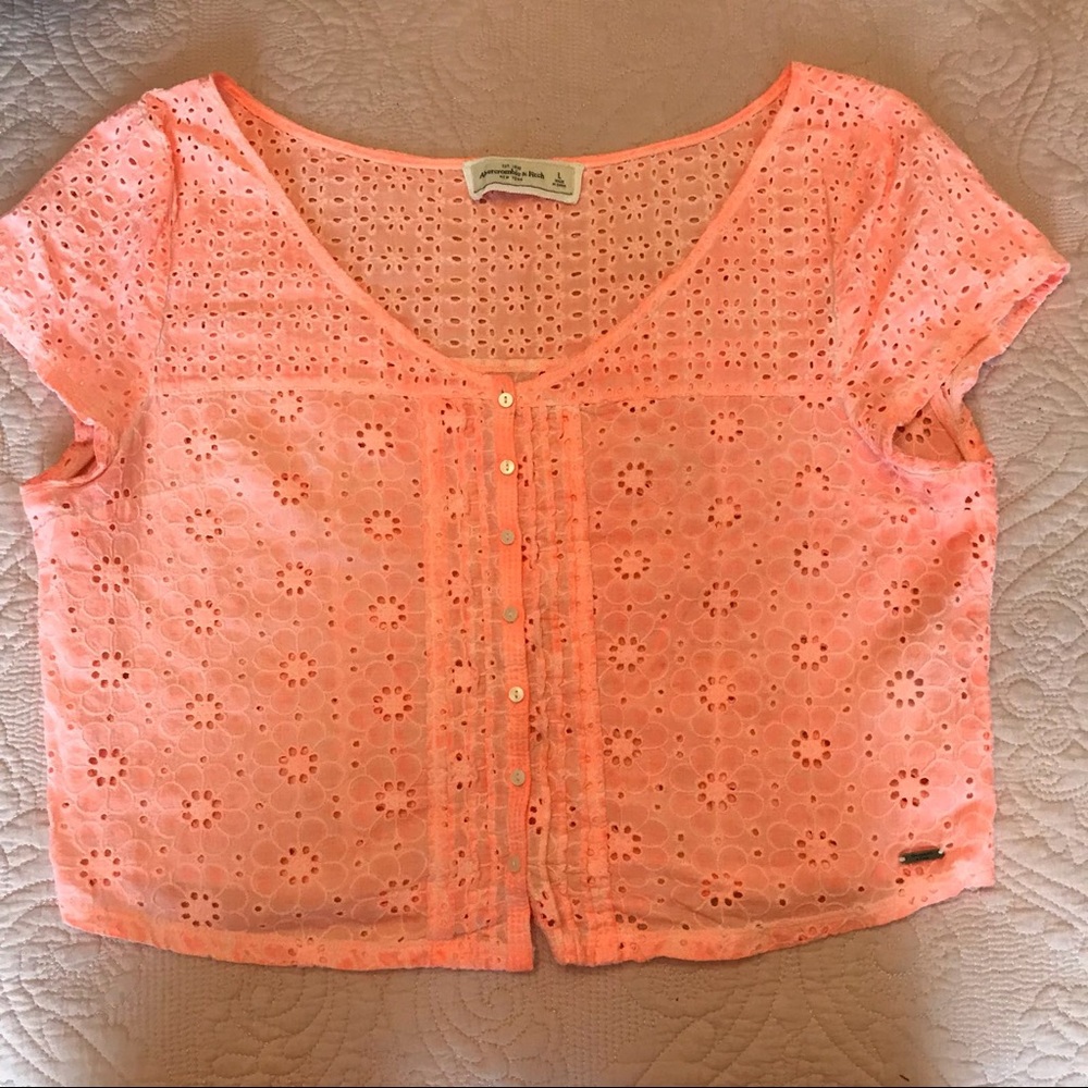 Embroidered crop top ABERCROMBIE